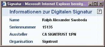 Screenshot Signaturansicht